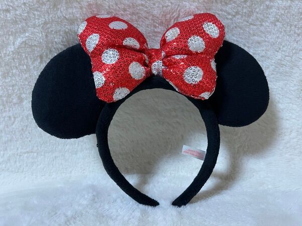 ディズニー カチューシャ ミニー スパンコール リボン