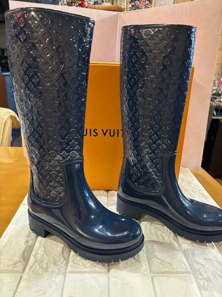 #美品Louis Vuitton ネイビーモノグラム長靴#レインブーツ#36