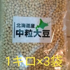☆北海道産 中粒大豆 1kg×3袋☆