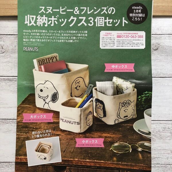 スヌーピー 収納ボックス 付録 steady チャーリーブラウン ルーシー ペパーミントパティ サリー シュローダー