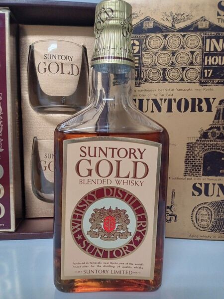 【未開栓・古酒】SUNTORY GOLD サントリー ゴールド ウイスキー 1級 グラス付きBOX 中之島時代①