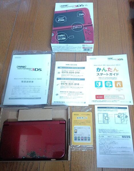 NEW NINTENDO 3DS LL メタリックレッド ジャンク ソフト読み込み不可 その他、不具合なし 塗装落ち有り 箱付き