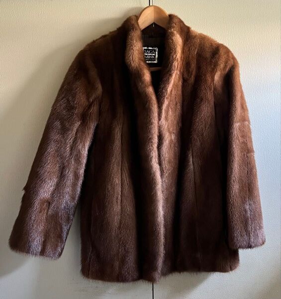 【希少高級美品】最高級ブランド SAGA MINK サガミンクセミオーダー 毛皮 ハーフコート ファーコート リアルファー