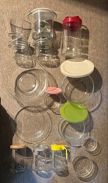 【あると便利簡単、作り置き、漬け物、フルーツジャム】ガラス容器15点セット ボウル iwaki、HARIO、IKEA、その他