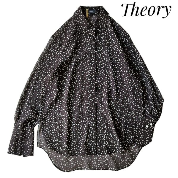 【Theory】シアードットシャツ S 長袖 Printed Chiffon