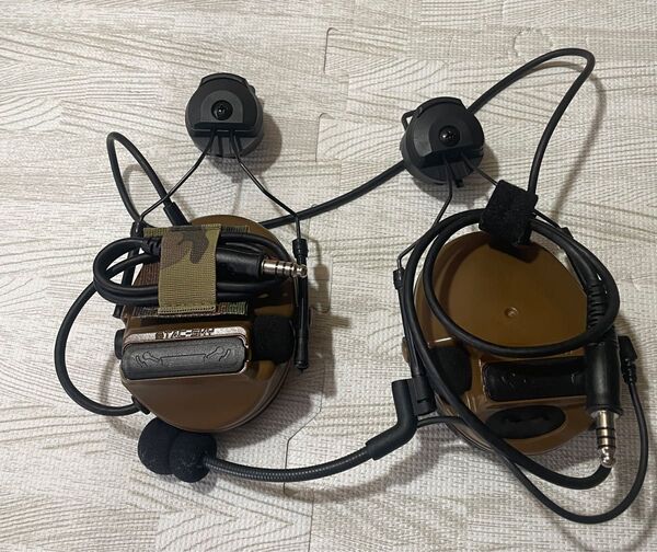 TAC-SKY Comtac III タイプ DUAL PTTヘッドセット ARCレールアダプター Ver. コヨーテブラウン