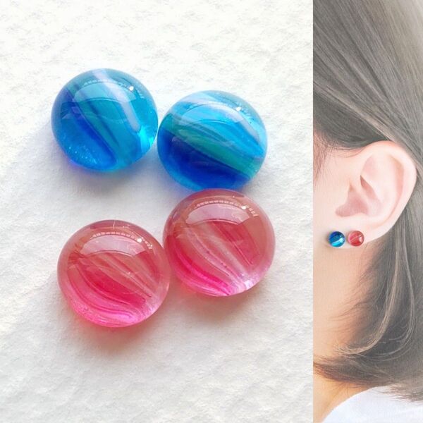 【21G/18G/16G】サージカルステンレスピアス イヤリング ボディピアス ガラスナギット2ペア No.652