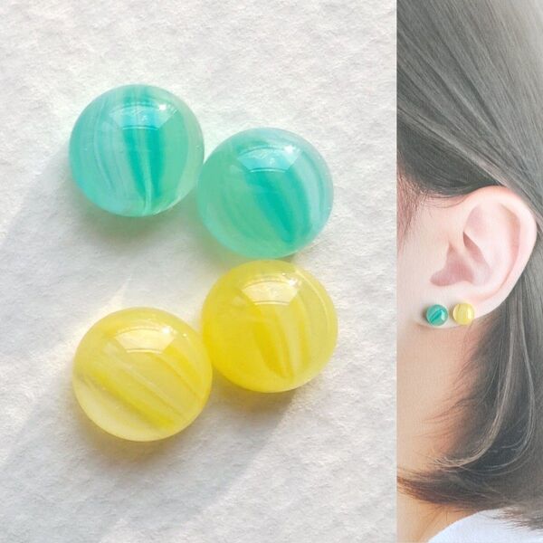 【21G/18G/16G】サージカルステンレスピアス イヤリング ボディピアス ガラスナギット2ペア No.653