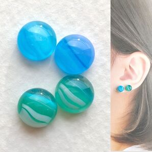 【21G/18G/16G】サージカルステンレスピアス イヤリング ボディピアス ガラスナギット2ペア No.654