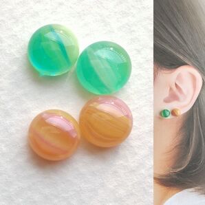 【21G/18G/16G】サージカルステンレスピアス イヤリング ボディピアス ガラスナギット2ペア No.657