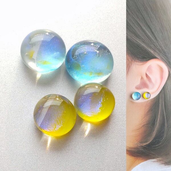 【21G/18G/16G】サージカルステンレスピアス イヤリング ボディピアス ガラスナギット2ペア No.642