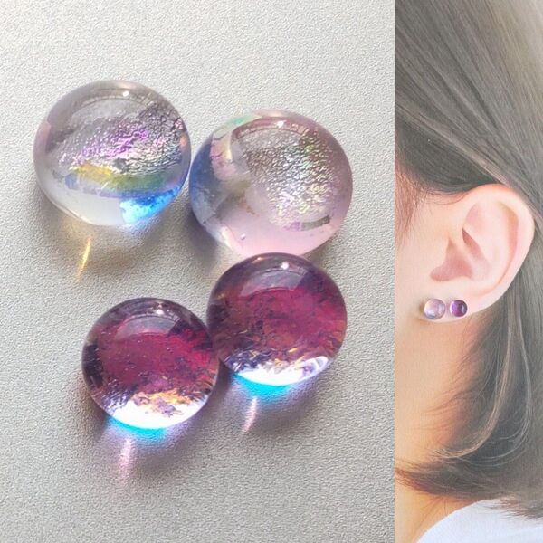 【21G/18G/16G】サージカルステンレスピアス イヤリング ボディピアス ガラスナギット2ペア No.644