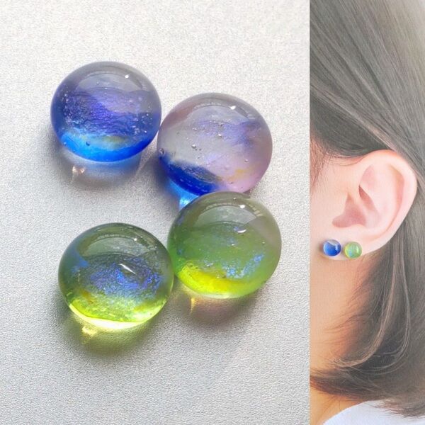 【21G/18G/16G】サージカルステンレスピアス イヤリング ボディピアス ガラスナギット2ペア No.646