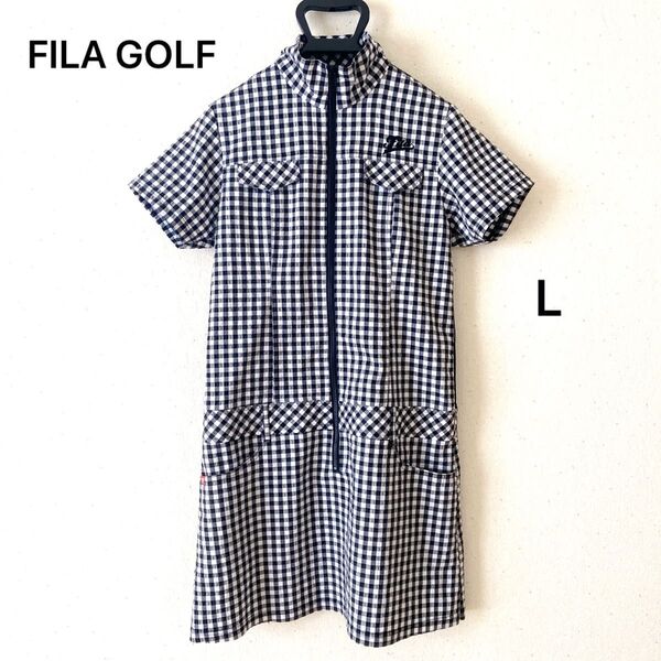 FILA GOLF チェック柄 ゴルフ ジップワンピース L