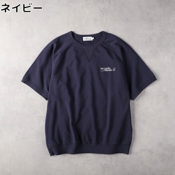 新品タグ付 ハリウッドアスレチックカンパニー 半袖スウェット M ネイビー ライトオ Tシャツ トレーナー ナス紺 フェード