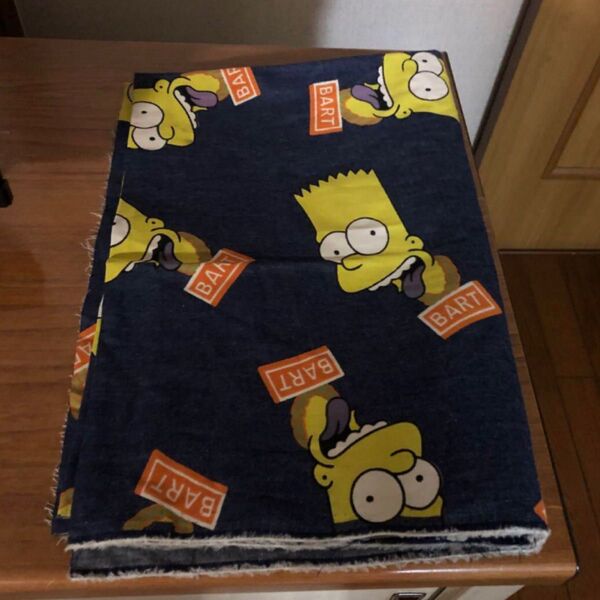 72×100 デニム風 シンプソンズ 布 生地 ハンドメイド ハギレ 海外 キャラクター アニメ キッズ
