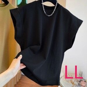 【新品/送料込】レディース LL 半袖 カジュアル tシャツ カットソー 黒 ブラック オフィスカジュアル