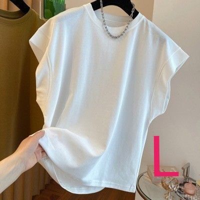【新品/送料込】レディース L 半袖 カジュアル tシャツ カットソー 白 ホワイト オフィスカジュアル