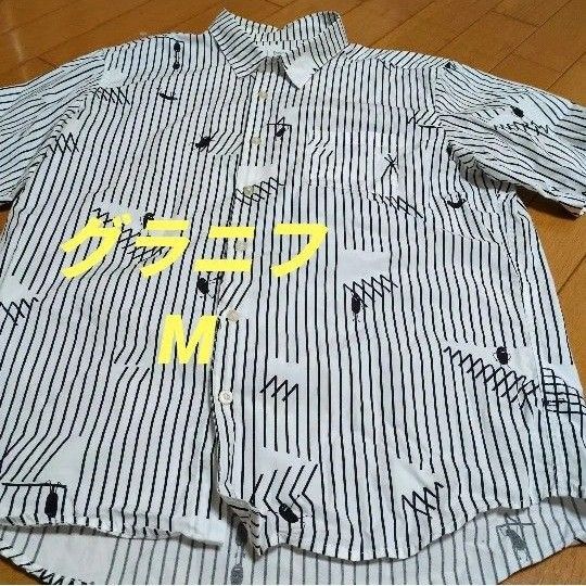 美品 グラニフ ビューティフルシャドー半袖ボタンシャツ M