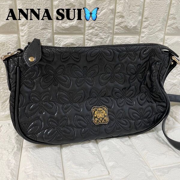 ANNA SUI アナスイ メアリー バタフライ ショルダーバッグ レザー 黒 ブラック