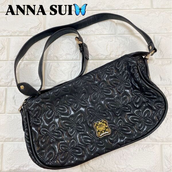 ANNA SUI アナスイ メアリー バタフライ ショルダーバッグ レザー 黒 ブラック