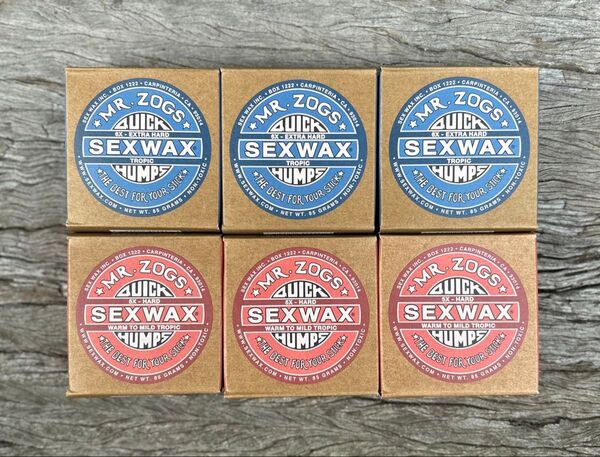 新品、SEX WAX 6個セット サーフィン ワックス ブルーラベル3個&レッドラベル3個