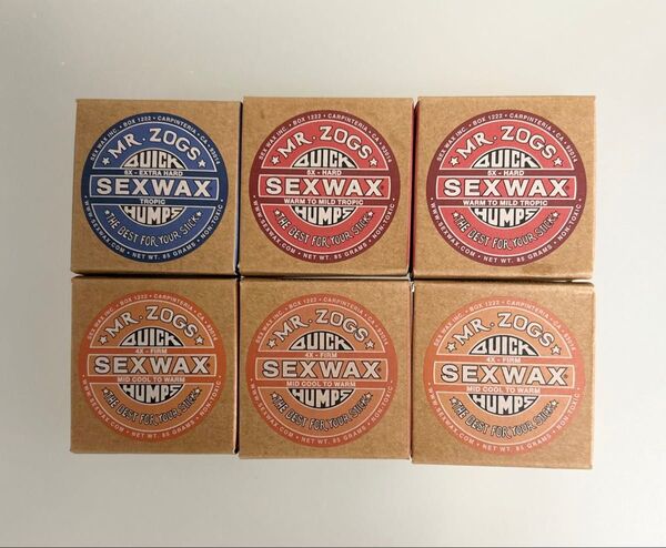 新品、SEX WAX 6個セット サーフィン ワックス レッド/オレンジ/ブルーラベル