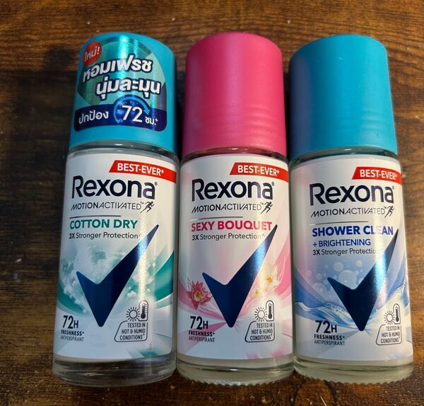 Rexona レクソナ 制汗ロールオン 3本3種セット〈タイ限定〉 脇汗 夏 汗 タイ直輸入 72時間 ニオイ 匂い 対策 香り