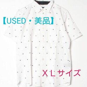 【USED・美品】ナノ・ユニバース 半袖 白シャツ スマイル