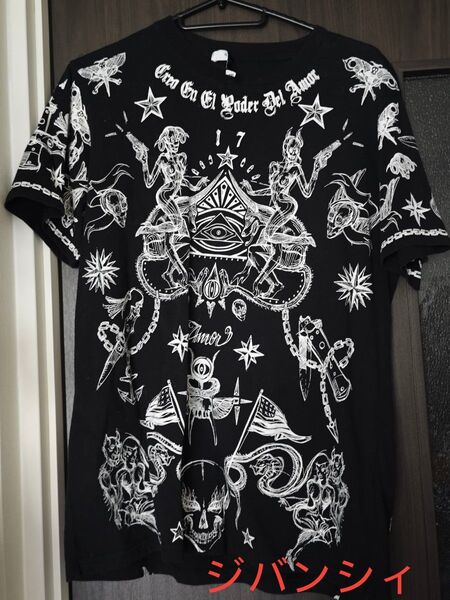男女兼用 ジバンシィTシャツ タトゥー風tattoo 人気品 おしゃれ 古着 半袖Tシャツ S vintage