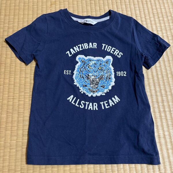 H&M タイガー スパンコール Tシャツ 110/116
