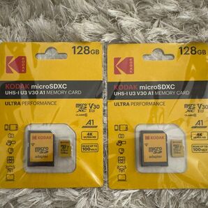 【KODAK】microSDXC 128GB UHS-1 U3 V30 A1 4K録画対応 2個セット