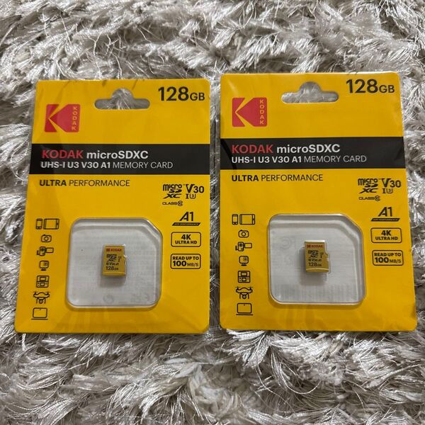 【KODAK】microSDXC 128GB UHS-1 U3 V30 A1 4K録画対応 2個セット