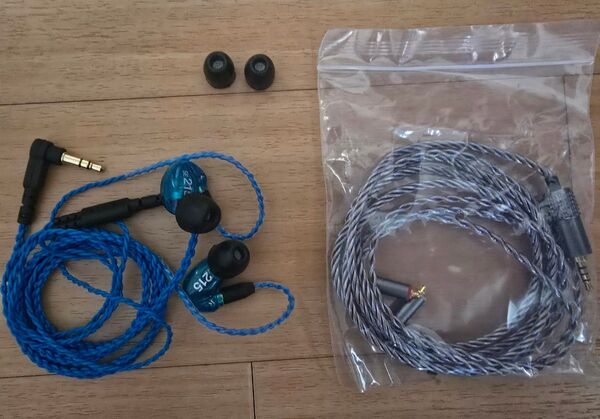 シュア SHURE 高遮音性イヤホン SE215 青 動作品 ケーブル2本