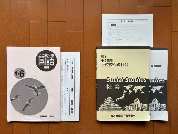 早稲田アカデミー 小6 夏期講習 上位校への国語 上位校への社会 テキスト 解答解説付き SS