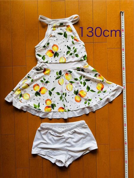 レモン柄 キャミソールドレス ショートパンツ セットアップ 130cm 水着 ワンピース