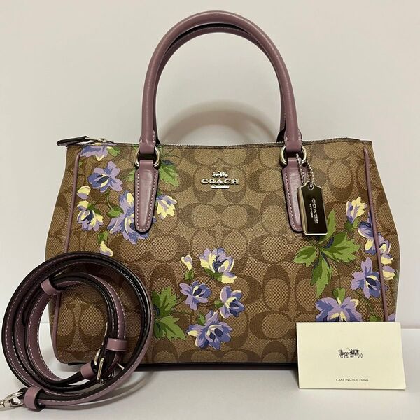 希少 激レア 未使用級 COACH コーチ ショルダーバッグ ハンドバッグ 2way サリーキャリーオール 花柄 F72642
