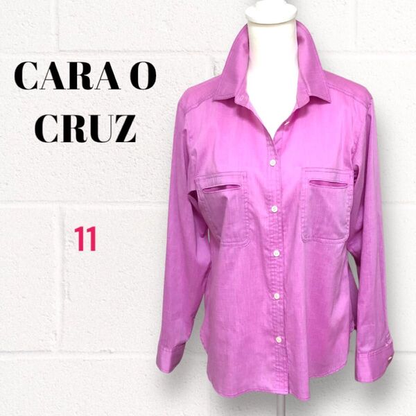 キャラオクルスCARA O CRUZ★ブラウス リネン混 長袖 ピンク レリアン