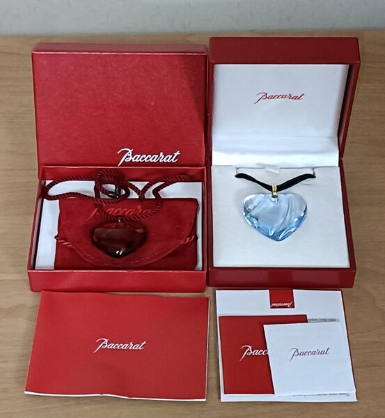 Baccarat クリスタル オープンハートネックレス 2個