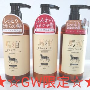★☆GW限定☆★馬油シャンプー・トリートメント・ボディソープ 3点セット