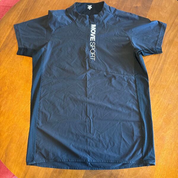 DESCENTE MOVE SPORT ハーフジップ半袖シャツ メンズ 黒 L ゴルフなど
