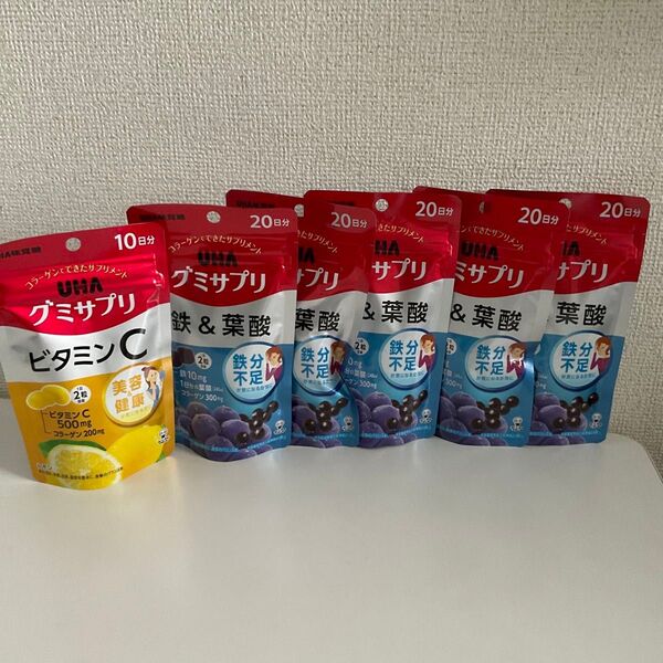 UHA味覚糖 UHAグミサプリ鉄&葉酸 20日分×5袋 ビタミンC 10日分