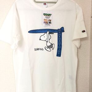 フルーツオブザルーム スヌーピー Tシャツ 白 レディースLサイズ サーフィン FRUIT OF THE LOOM 新品