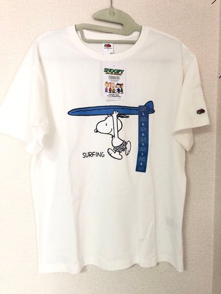 フルーツオブザルーム スヌーピー Tシャツ 白 レディースLサイズ サーフィン FRUIT OF THE LOOM 新品