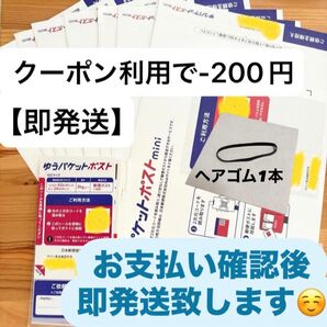 【即発送】ゆうパケットポストmini ゆうパケットポストミニ 8枚 ゆうパケットポストシール10枚 ヘアゴム1本