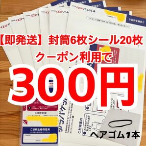 【即発送】ゆうパケットポストmini ゆうパケットポストミニ 6枚 ゆうパケットポストシール20枚 ヘアゴム1本
