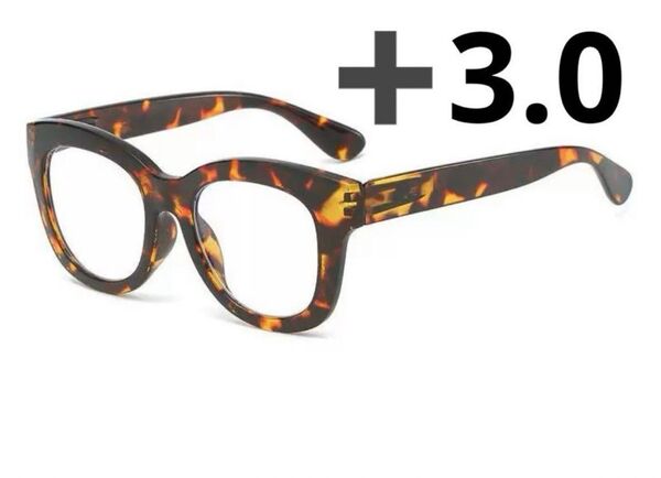 老眼鏡 度数+3.0 肉厚フレーム ウェリントンタイプ シニアグラスユニセックス