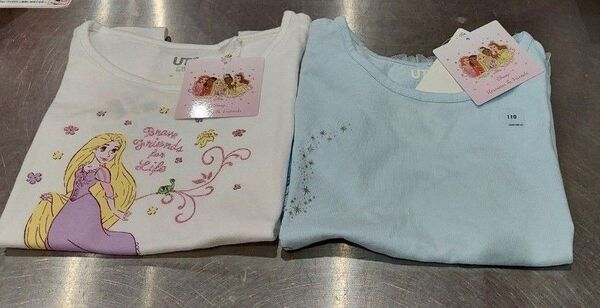 未使用 ユニクロ Tシャツ キッズ ディズニープリンセス 2枚おまとめ サイズ110 半袖