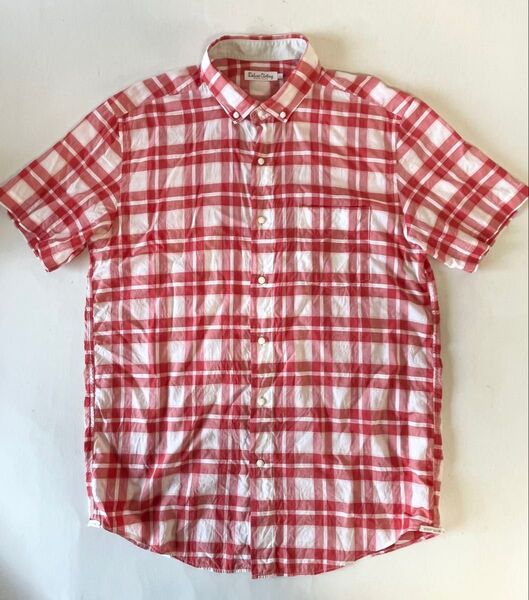 Deluxe Clothing デラックス・クロージング ボタンダウン半袖チェックシャツ L 42-44 ストライプ チェック柄