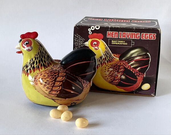 ビンテージ ブリキのおもちゃ 卵を産むニワトリ HEN LAYING EGGS 昭和レトロ ヴィンテージトイ